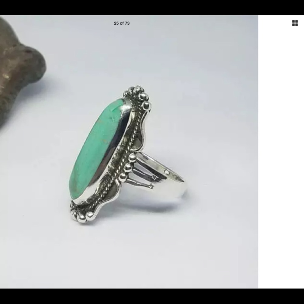 Vintage 925 Sterling Silver Turquoise Ring Jewelry - Picture 2 of 8